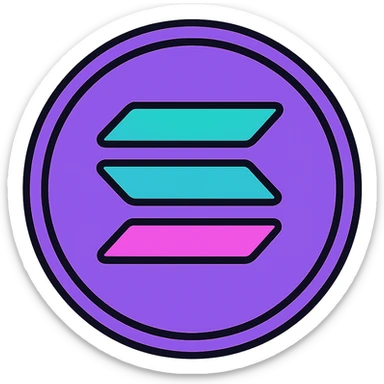 solana token, modern icon style, simple and bold sticker