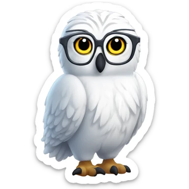 please generate an emoji of an Arctic owl nerd sticker