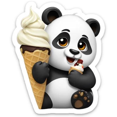 Panda eating ice cream sticker
