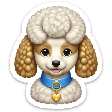 Poodle with blue and gold accessories  sticker