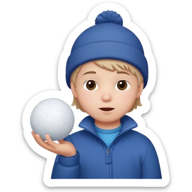 kid holding snowball sticker