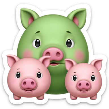A green pig and a pink pig sticker
