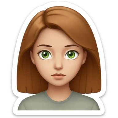 Девушка, светлая шатенка с длинами волосами, лет 25 с серо зелёными глазами по темнее с более серьезным лицом  sticker