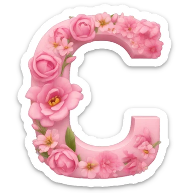 Pink letter C with flowers  sticker