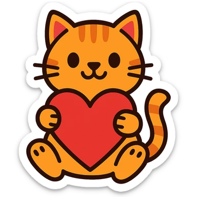 cute cat with a heart sticker