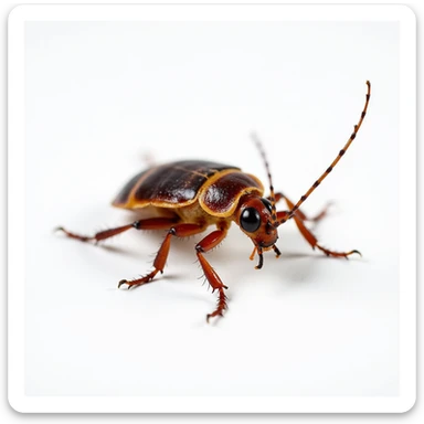 realistic cockroach, neutral pose, white background sticker