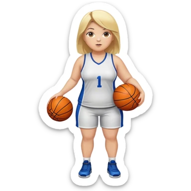 Full Body white plus size Girl head coach holding basketball with blonde hair  sticker