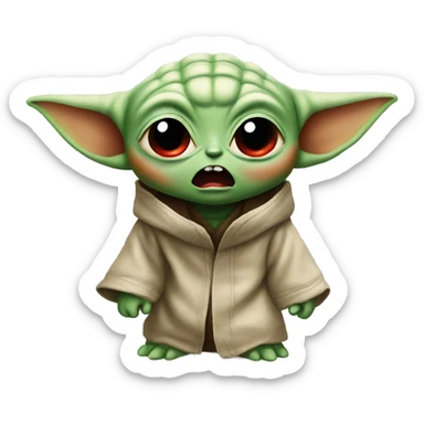 Baby Yoda screams in terrible anger. His whole face is red with rage. sticker