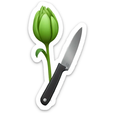 Compact flower bud with knife in hand sticker