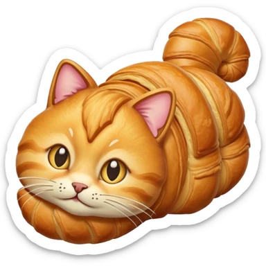 croissant with cat face and tail sticker