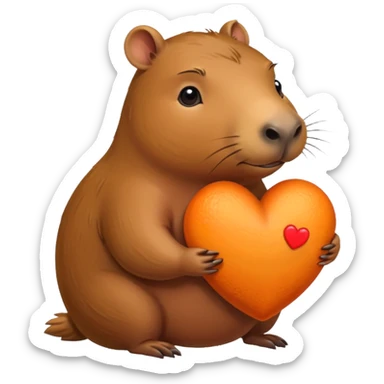 Kabybara with heart in the morning sticker