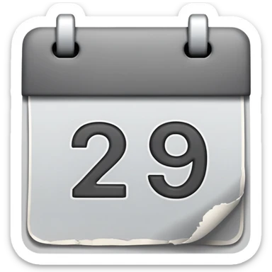 grey date calendar with number 29 sticker
