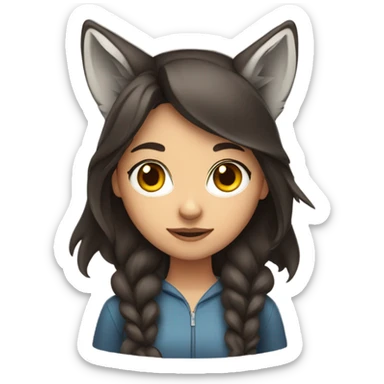 Brunette girl with wolf ears  sticker