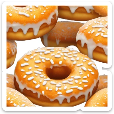 orange glazed donut white sprinkled sticker