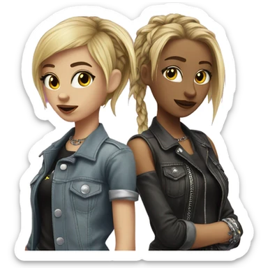 2 girls cool rock punk techno party  sticker