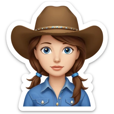 Cowgirl brown hair, estroil blue sticker