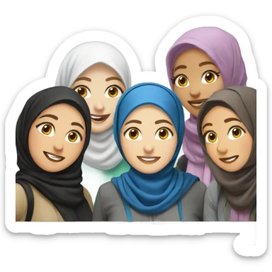 outdoor selfie with friends girl with hijab  sticker