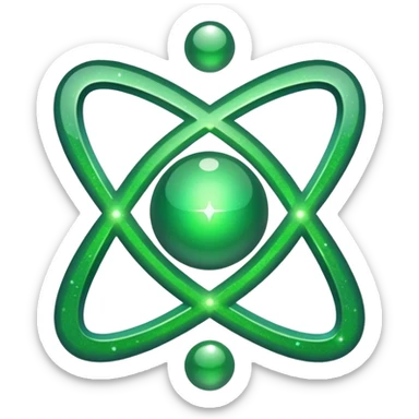 glitter green atomic symbol sticker