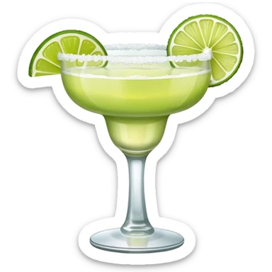 Margarita – glass with salted rim, lime wedge sticker