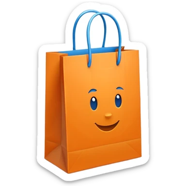 orange gift bag with thick blue handles sticker
