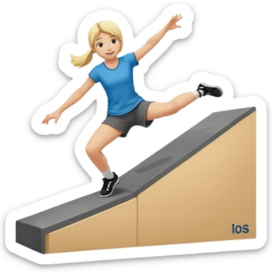 a young blonde girl doing parkour at kids school sticker