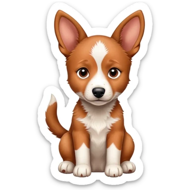 Red heeler puppy with one ear up and one ear down sticker