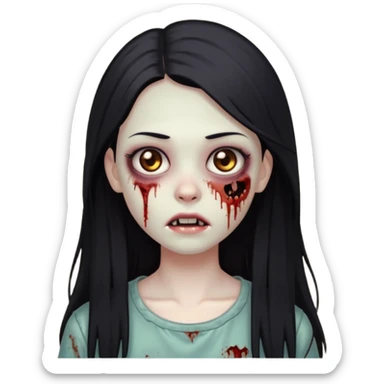 zombie girl with straight long hair and brown eyes sticker