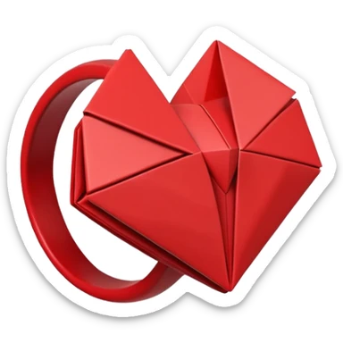 paper origami heart ring sticker