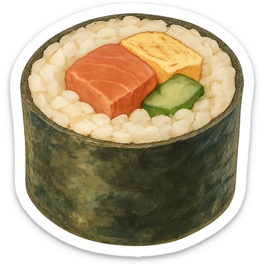 sushi roll, ghibli style sticker