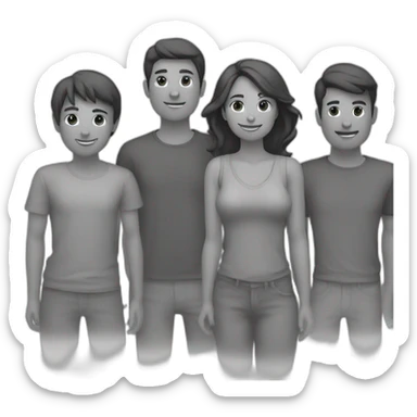 group friends males females icon colorless sticker