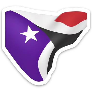 A flag emoji of a horizontal tricolor of black, white, and purple. In the center of the flag is a red five-pointed star sticker