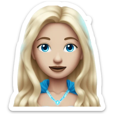 magical diva with thin pink andromedan skin long hair and blue eyes glowing third eye sticker