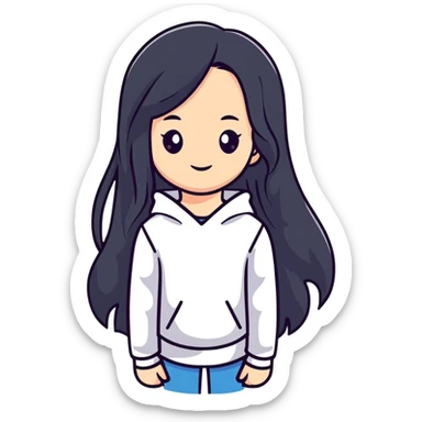 cute girl with long hair sticker