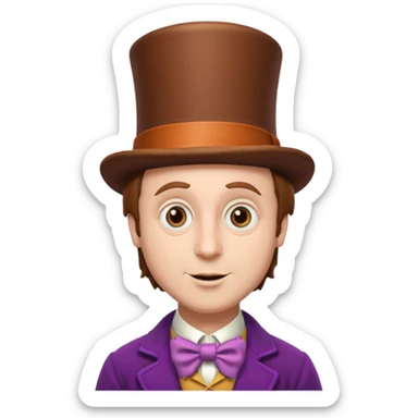 Willy Wonka Brown hair sticker