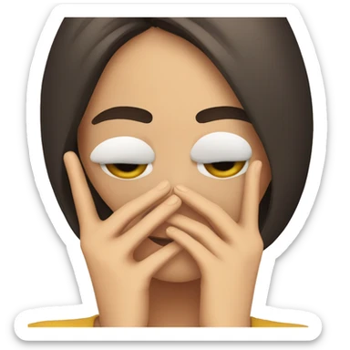 brunette girl covering her eyes  sticker