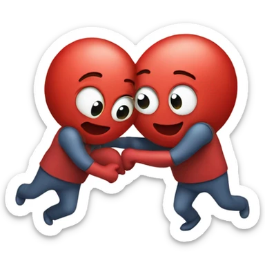 Heart giving a hug to another heart sticker