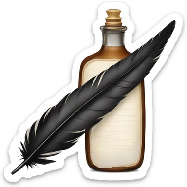 a feather quill and ink bottle sticker