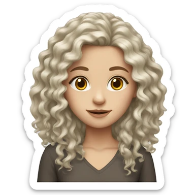 white girl with long curly hair sticker