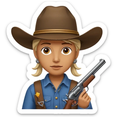 A skull with a vowboy hat and a gun whith a scope sighn on his eye and min holding the gun sticker