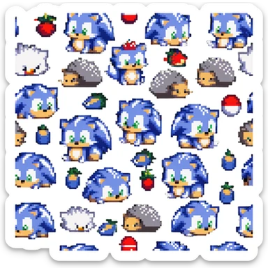 Cute baby Sonic, cute baby Shadow, and cute baby Silver hedgehogs playing together sticker