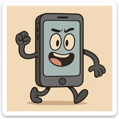 modern smartphone, playful cartoon style sticker
