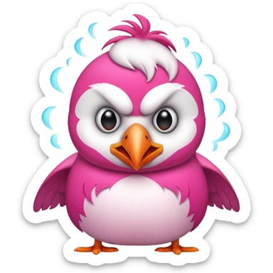pink puffin angry steam sticker