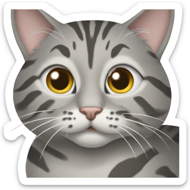Grey tabby cat with swirl pattern in the fur sticker
