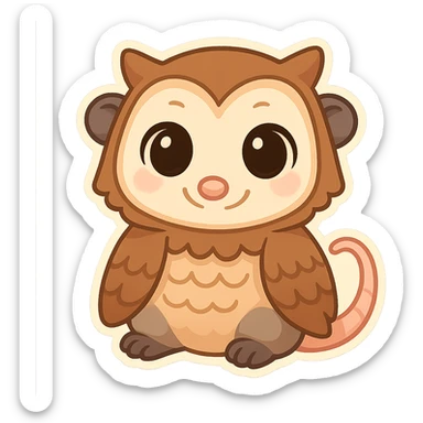 cute cartoon possum dressed up like an owl, sticker-like sticker
