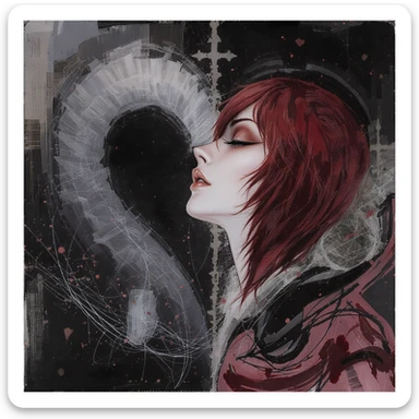 emo heart broken in two sticker