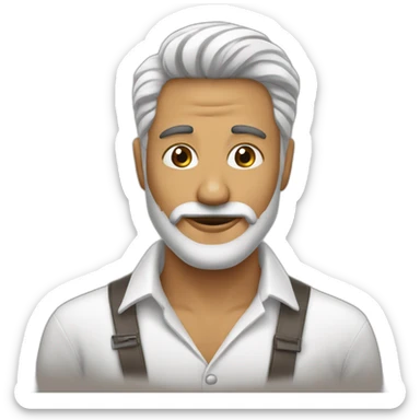 Hombre-pelo blanco-barba-tomando café sticker