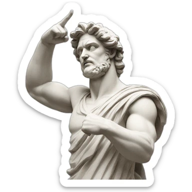 greek god stone statue pointing up with one finger sticker
