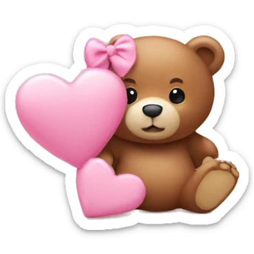 Baby pink heart and a bear sticker