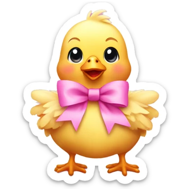 Baby chicken with pink bow sticker