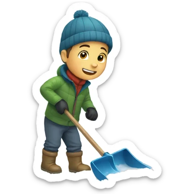 Boy shoveling snow sticker